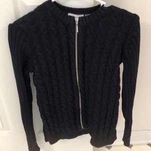 Liz Claiborne argyle navy blue zip sweater